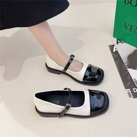 方头小皮鞋女2023年春季新款复古英伦风学生气质jk法式玛丽珍单鞋图片