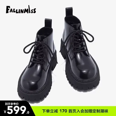 非谜英伦风马丁靴女2023早春新款超火短靴厚底春秋单靴增高工装靴图片