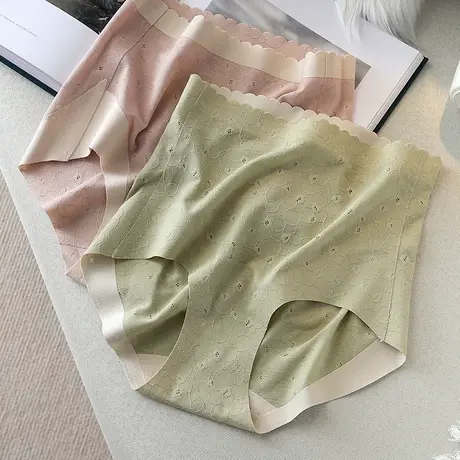 送妈妈提臀微收小腹高腰内裤女士棉质底裆轻柔蕾丝无痕收腹三角裤图片