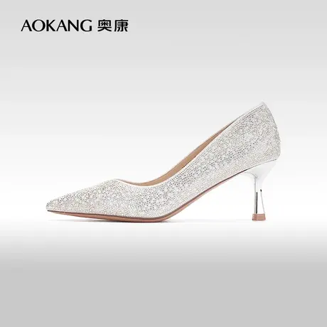 奥康女鞋 春秋季法式尖头优雅风细跟舒适婚礼高跟鞋门店发货图片