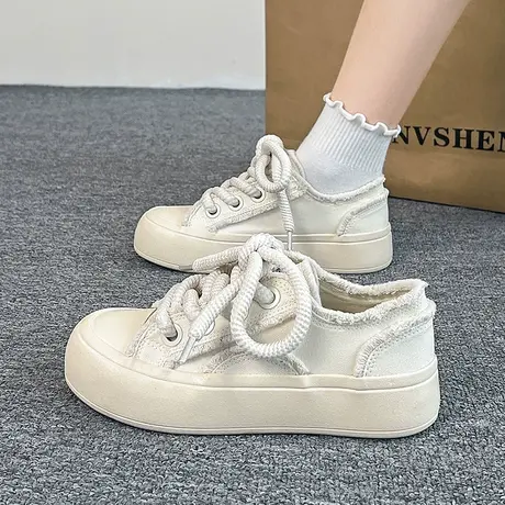 回力女鞋帆布鞋女2023新款秋季透气小白鞋厚底百搭休闲运动板鞋子图片