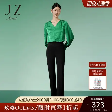 JZ玖姿弹力小黑裤子女装2023春季新款休闲裤商品大图