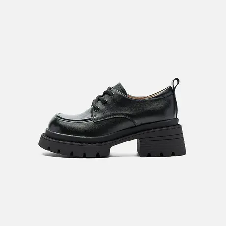 Nine West/玖熙2025年春季新款厚底深口单鞋女英伦风增高小皮鞋女图片