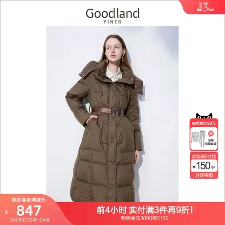 音儿美地女装2022冬季新款垂感连帽设计感中长款高端羽绒服商品大图