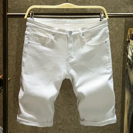 夏季薄款短裤男宽松直筒牛仔五分裤潮流时尚百搭夏天透气小白裤薄图片