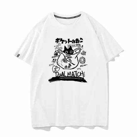 塑料袋猫纯棉宽松圆领夏季短袖T恤男女cos服情侣装衣服半袖打底衫图片
