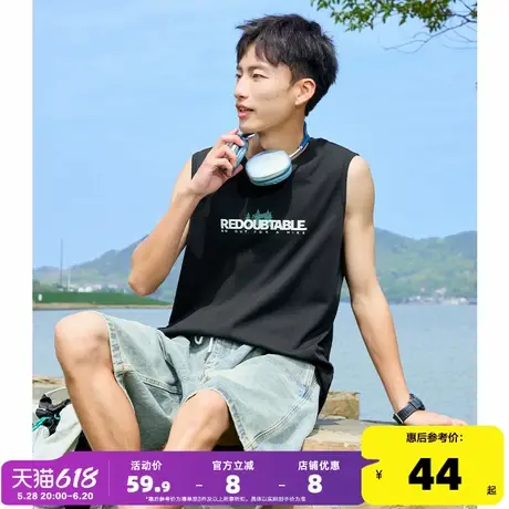 唐狮2024夏季新款男背心坎肩无袖T恤宽松日系圆领上衣学生内搭潮t商品大图