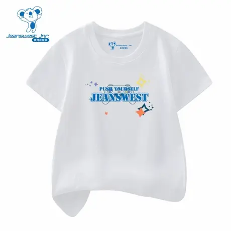 XD真维斯男童装2025夏季新款活泼风洋气字母印花男款圆领短袖T恤图片