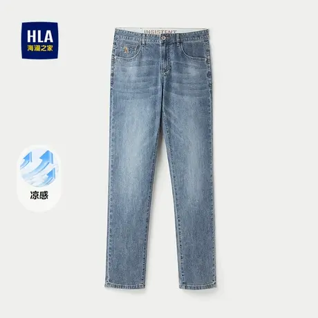 HLA/海澜之家五袋款凉感牛仔裤2025春夏新款时尚休闲裤子男商品大图