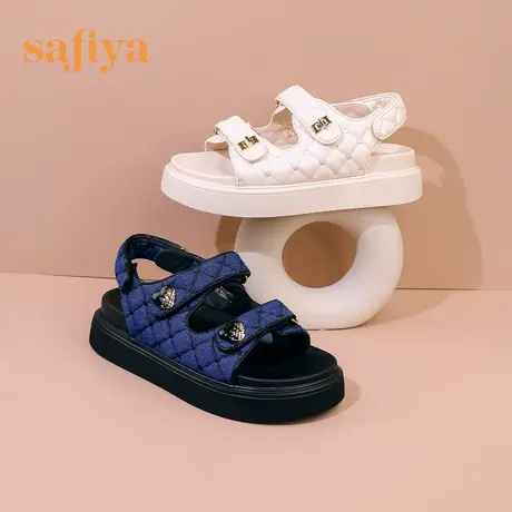Safiya索菲娅小香风魔术贴休闲外穿松糕厚底防滑沙滩运动凉鞋女鞋图片