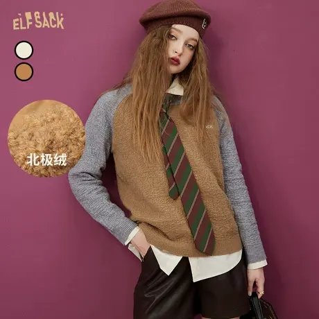 妖精的口袋套头插肩毛衣女2023秋冬季新款宽松软糯内搭打底小个子图片