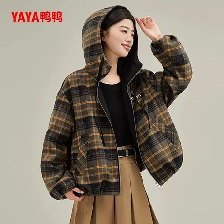 鸭鸭羽绒服女士时尚短款连帽时尚轻暖百搭鸭绒外套小款显高S图片