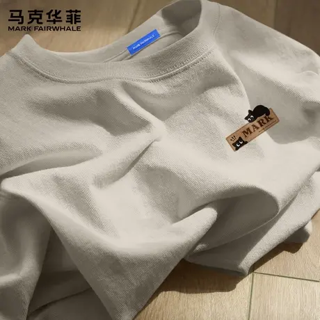 马克华菲男士长袖t恤纯棉秋季2025新款港风圆领打底衫休闲体恤潮X商品大图