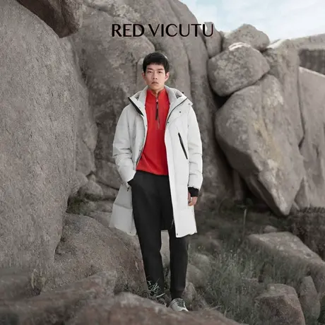VICUTU/威可多男士羽绒服温暖御寒时尚连帽商务百搭长款外套商品大图
