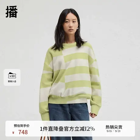 播商场同款设计师胶囊系列舒适24冬新款圆领针织衫女BDR4SD4002商品大图