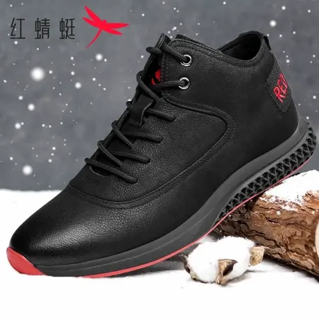 红蜻蜓男鞋2025冬季户外加绒保暖棉鞋高帮休闲鞋百搭时尚运动潮鞋商品大图