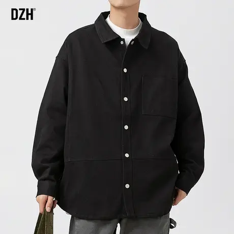男士美式衬衫外套男春秋季翻领夹克男生情侣秋装上衣潮牌2023新款商品大图