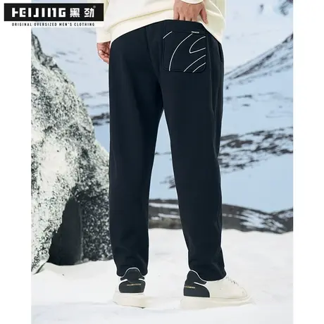 黑劲大码加绒加厚长裤男冬季潮牌胖子宽松休闲加肥加大保暖直筒裤商品大图