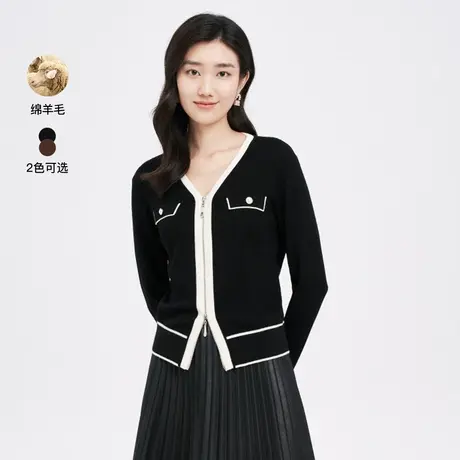 【胡可推荐】珂莱蒂尔羊毛针织开衫针织衫时尚上衣2023年秋新款图片
