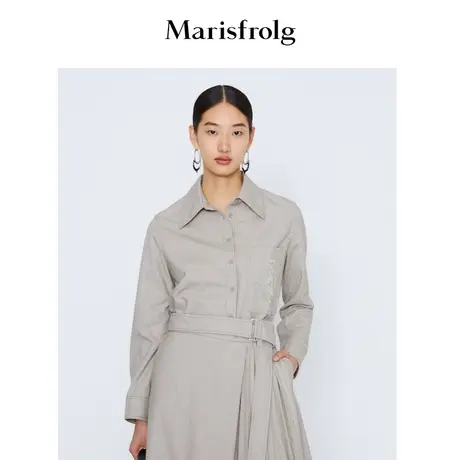 【言选好物】玛丝菲尔女装秋冬新款杏色设计感简约衬衫上衣女商品大图