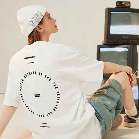 国潮加肥加大日系街头bf风短袖男ins潮牌t恤大码胖子半袖男款夏季商品大图