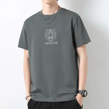 重磅纯棉t恤男士短袖夏季宽松液氨长绒棉全棉半袖潮牌圆领上衣服商品大图