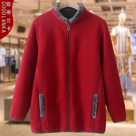 中老年人摇粒绒外套2023秋冬新款中年妈妈加肥加大码加厚保暖卫衣商品大图