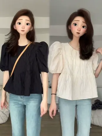 小众设计感时尚气质褶皱泡泡短袖显瘦韩版别致高品质T恤衬衫女潮商品大图