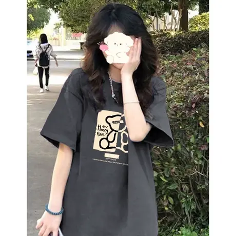 闺蜜装夏装纯棉上衣短袖女2024年新款T恤宽松显瘦百搭半截袖体恤商品大图