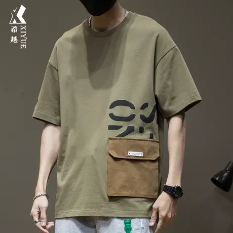 2025新款短袖t恤男装衣服夏季宽松大码胖子男士潮牌加大棉上衣男图片