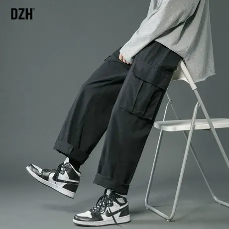 男士纯棉工装裤子男直筒工装风宽松裤休闲男裤2023新款九分裤秋季商品大图