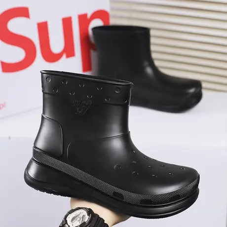 雨鞋男款春秋厨房工作短筒水鞋户外钓鱼防水防滑雨靴工地劳保胶鞋商品大图