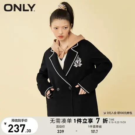 ONLY奥莱夏季含羊毛中款毛呢大衣女商品大图