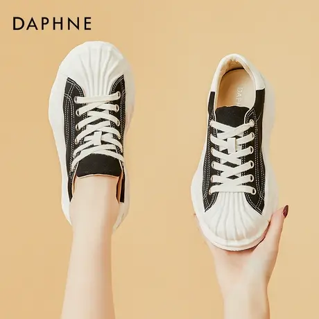 达芙妮贝壳头溶解鞋女厚底帆布鞋2022年新款女小白鞋运动休闲鞋子图片