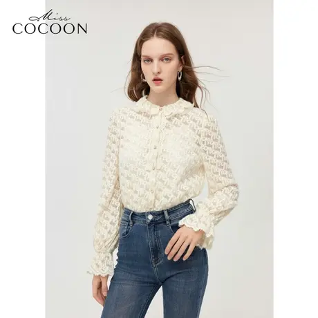 【秋上新】missCOCOON法式蕾丝上衣2023秋装新款女设计感小众衬衫商品大图