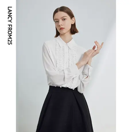 朗姿设计感法式雪纺高级感上衣女衬衣2024年春季新款内搭通勤衬衫商品大图