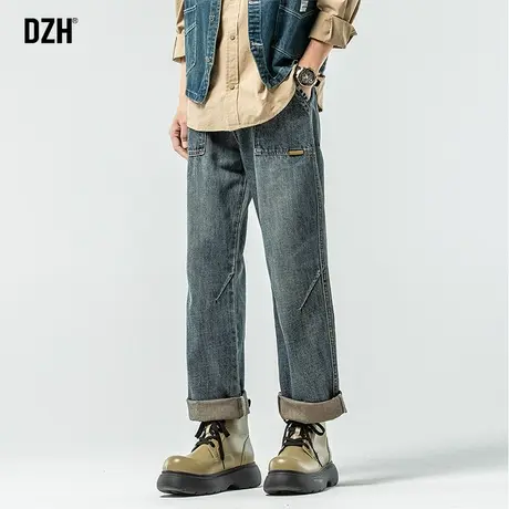 青少年蓝色直筒牛仔裤男款春季2024新款美式复古vibe风裤子阔腿裤商品大图