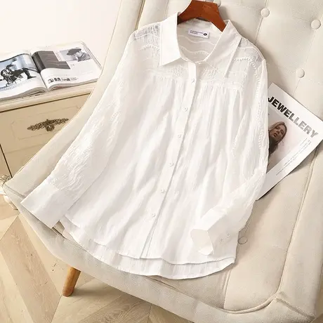 2024年新款韩版大码女装春季气质显瘦上衣减龄胖mm百搭白色衬衫女商品大图