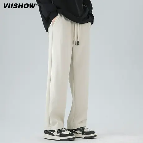 VIISHOW重磅卫裤男士宽松直筒阔腿休闲长裤春季新品垂感运动裤子图片
