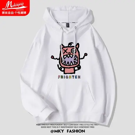 美式复古潮牌个性印花连帽卫衣男简约设计感宽松大码休闲百搭外套商品大图