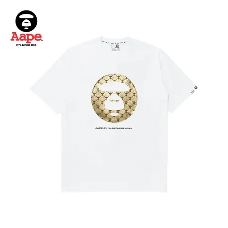 Aape旗舰店男装春夏满印猿颜字母图案印花宽松短袖T恤1295XXK商品大图
