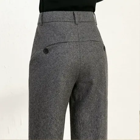 灰色毛呢裤子女秋冬2023新款休闲九分羊毛女裤妈妈裤子萝卜哈伦裤商品大图