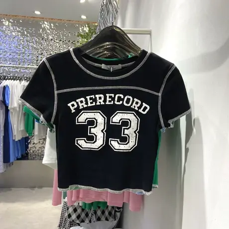 短袖t恤女2021夏季新款韩版ins潮时尚短款露脐修身显瘦半袖上衣服商品大图