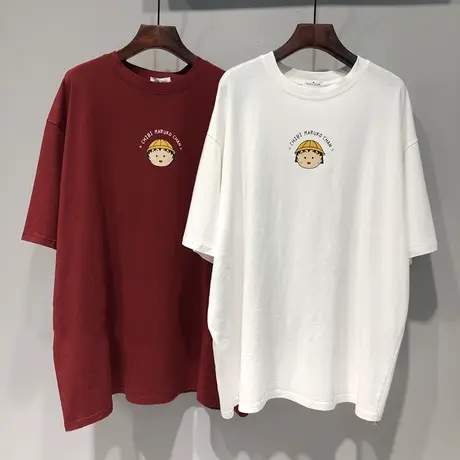 樱桃小丸子趣味印花2021夏新款纯棉白色宽松短袖T恤韩版ins上衣潮商品大图