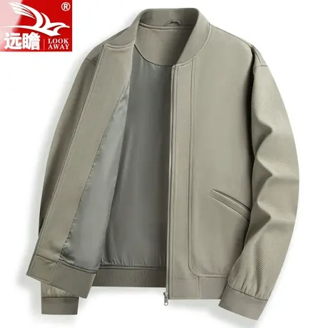 男士短款棒球领夹克衫2023秋季时尚休闲百搭外套男春秋纯色上衣服商品大图
