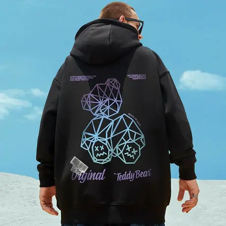 2023秋冬季新款情侣卫衣男潮ins连帽潮牌宽松加肥加大码男装潮流商品大图