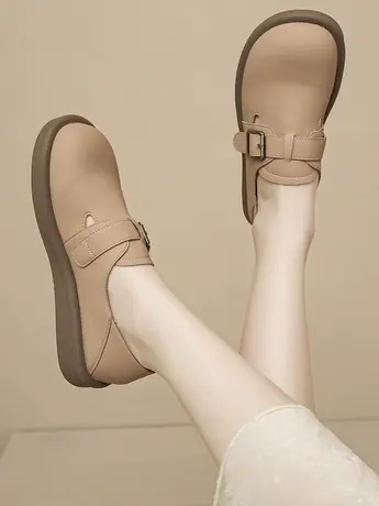 软底皮面舒适单鞋女平底皮带扣玛丽珍小皮鞋春秋季单鞋奶奶鞋女鞋商品大图