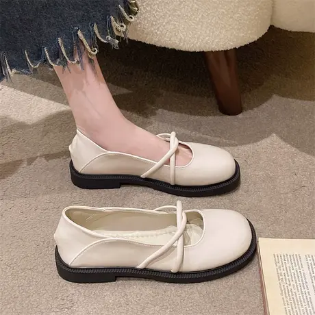 鞋子女夏季新款2023年网红复古浅口单鞋玛丽珍一脚蹬低跟小皮鞋潮商品大图