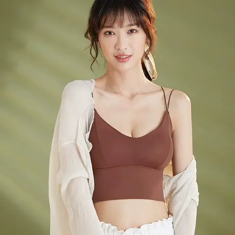 浪漫春天2023年新款夏季女薄款内搭外穿文胸一体美背吊带胸垫上衣商品大图