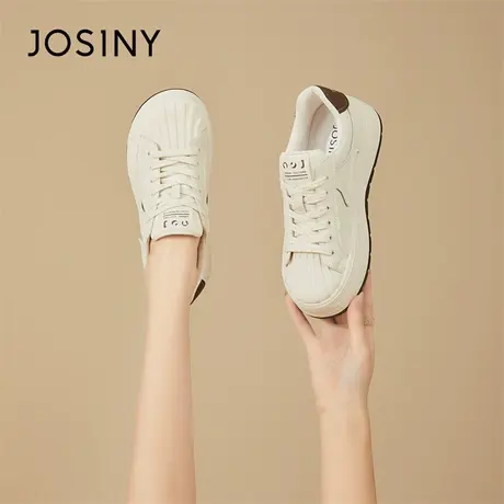 Josiny/卓诗尼贝壳头厚底板鞋女2024新款春季超火百搭女鞋小白鞋商品大图